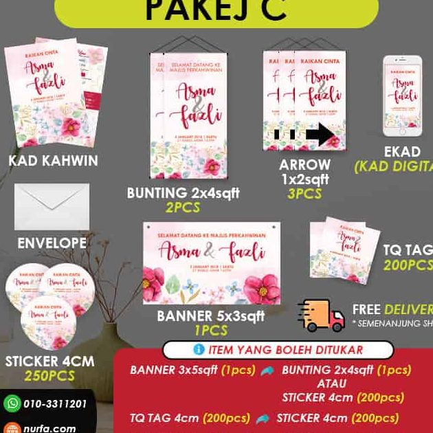Nurfa Grafik - Kad Kahwin, Sticker, Banner, Bunting, & Percetakan 1 nurfa grafik kad kahwin sticker banner bunting percetakan
